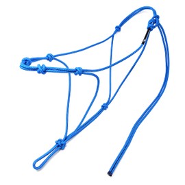 Knotty Girlz 4 Knot Horse Rope Training Halter - 3/16" (5mm) Very Thin! Stiff Polyester Halter Rope (Blue, Mule)