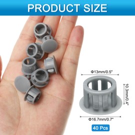 uxcell 40pcs Nylon Plastic Hole Plugs, 1/2"(13mm) Round Drill Screw Hole Plugs Covers Knockout Locking Plastic Plugs Insert End Caps for Kitchen Cabinet Furniture, Dark Gray