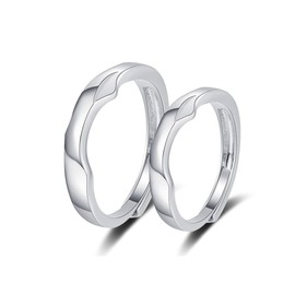 KONFEN 2PCS Cubic Zirconia Couple Rings Set, Adjustable Open Couple Band Eternity Rings for Men and Women, Hypoallergenic Forever Love Statement Ring Bridal Jewellery for Anniversary