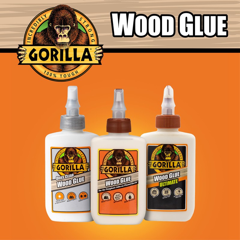 Gorilla Dries Clear Wood Glue, 4 Ounce Bottle (Pack of