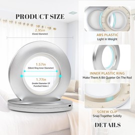 ZXXSFM 50 Pack Curtain Grommet 1-9/16 Curtain Eyelet Ring Inner Diameter 40mm Inner Plastic Ring Can Make Curtain Grommet A Bit Quieter On The Rod for Window Shower Curtain,Living Room(Matte Silver)