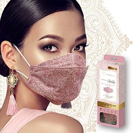 Aqua Bank Mask Celebrity Dewi Diamond Shape 3D Mask Lace Pattern Pack of 5 (Garnet Rose)