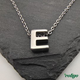 cotigo Initial Necklace Stainless Steel Women's Necklace with Small Letter A-Z Pendant - Jewellery Gift for Mother, Birthday, Girlfriend or Friends, Colour Silver and Golden, Stainless Steel