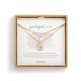 DEMDACO 1004670263 Grateful Heart Mother of Pearl Womens Gold Tone 20 Inch Brass Boxed Fashion Layered Necklace