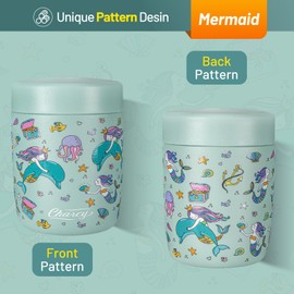 Charcy 9oz Stainless Steel Vacuum Insulated Kids Food Jar - Soup Thermo for Hot & Cold Food - Blue Mermaid