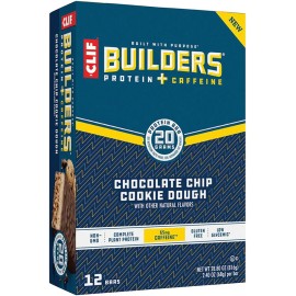 Clif Builder's Bar - Chocolate Chip Cookie Dough w/ Caffeine, Box of 12