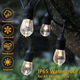 Mlambert 96Ft(2x48ft) 3-Color in 1 48Ft LED Dimmable Outdoor String Lights with Remote, Plug-in 2700K/4000K/5000K Waterproof Lights for Patio Cafe