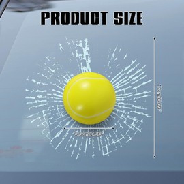 Wogomz 3D Prank Tricky Broken Glass Sticker, Funny Car Window Ball Hits Stickers, Styling 3D Stereo Ball Hits Auto Body Window Self Adhesive Decal, Vehicle Exterior Decoration (Yellow Tennis Ball)