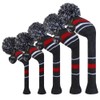 Set of 5 Dark Color Individual Golf Headcovers (Grey Red