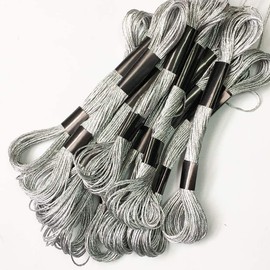 Gnognauq 24 Skeins Metallic Embroidery Machine Thread Kit Embroidery Floss-Cross Stitch Threads for Embroidery Embellishment Craft Needlework(Gold and Sliver)