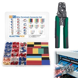 Wzenclave 678Piezas Juego de terminales de cable de crimpado Kit Conectores de Prensado de Terminales Caja de Conectores de Alambre de Bala del Conector con Pinzas Portátiles de Pelado de Alambre