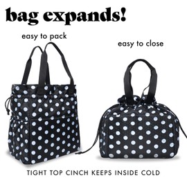 Bolsa de almuerzo para mujer con aislamiento y cordón para el trabajo, resistente a las manchas grande para mujer, con contenedores, bolsa de almuerzo reutilizable para hombre negro, bolsa de almuerzo