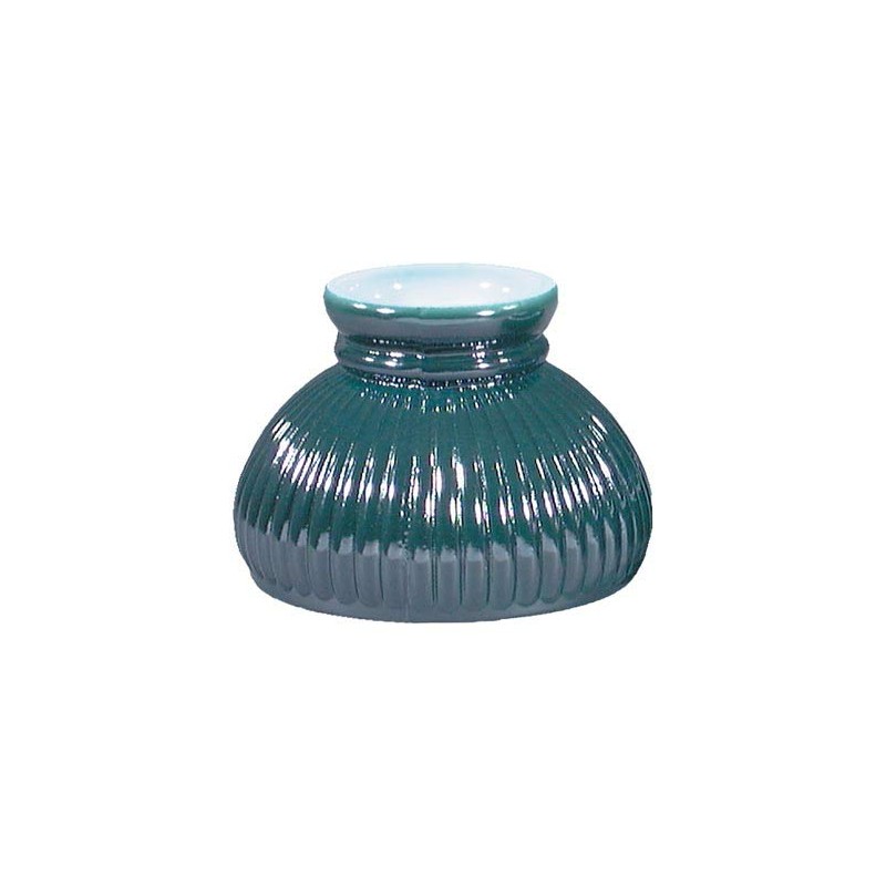 B&P Lamp® 6" Dark Green Cased Glass Ribbed Student Lamp