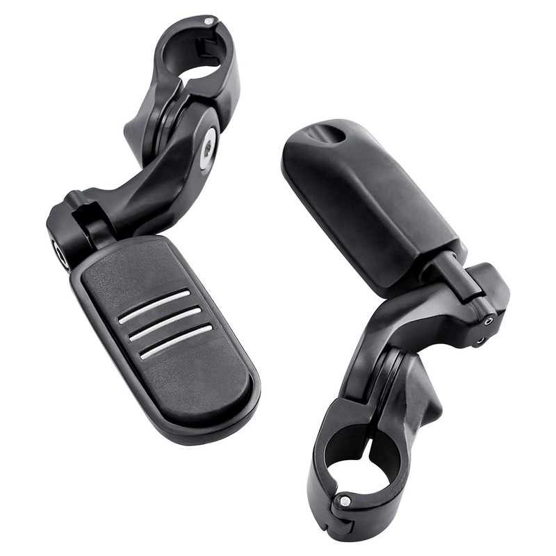 1 1/4" 32mm Matte Black Short Angled Engine Guard Footpegs