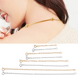 Necklace Extender, Bracelet Anklet Extension Chains with Clasp Gold Silver Extender Chain Set Stainless Steel Adjustment for Women Suitable Jewelry Decoration 2 3 4 6 Inch 8Pcs