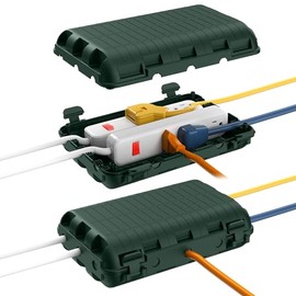 Caja Eléctrica Impermeabilizada para Exteriores, 2 Paquetes de Gran Cubierta Protectora de Cable de Extensión, Caja de Seguridad de Conexión de Enchufe IP54 Resistente al Agua para Tira de Energía