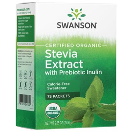 Swanson Stevia Extract - Certified Organic Calorie-Free Sweetener 75 Packets