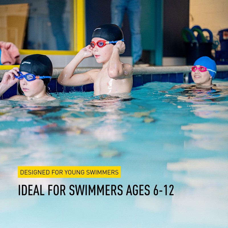 FINIS Betta Kids Swim Goggles, Red/Blue