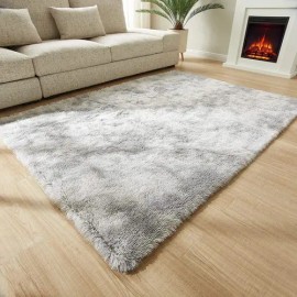 Alfombra Decorativa Sala De Estar Y Dormitorio 120 X 160cm Color Gris Claro                                                                           