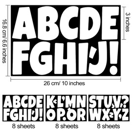 Bemeol 288 Piece Letter Stickers 24 Sheets 3 Inch Bulletin Board Letters for Classroom Self Adhesive Alphabet Poster Board Letters for School Classroom Wall Decor(White)