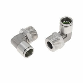 RATCHROLL Push to Connect Air Fittings 5/8" 90 Degree Air Line Quick Joint 304 Stainless Steel 3/4"BSPT 2 Pcs Silver Tone