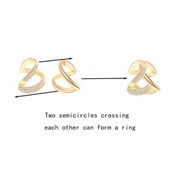 rgwtgkyh 14K Gold Plated X Ring for Women Mixed Metal Ring Cubic Zirconia Rings Unique Criss Cross Promise Ring Non Tarnish Fashion Statement Knuckle Rings Jewelry Gifts (9, gold)