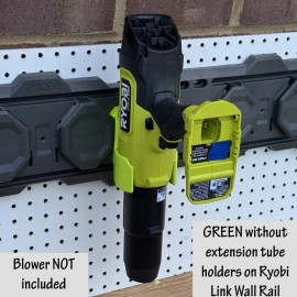 Ryobi Green Holder For Ryobi 18V Compact Blower. Mount To Wall, Pegboard, or Link