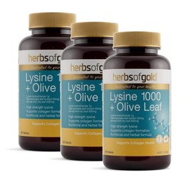 Herbs of Gold Lysine 1000 + Olive Leaf Extract Herbs of Gold Lysine + Olive Leaf, 3 units, 100 tablets / 허브 오브 골드 라이신 1000 + 올리브잎 추출물 Herbs of Gold Lysine + Olive Leaf, 3개, 100정