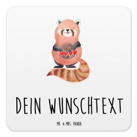Mr. & Mrs. Panda 10er Set Personalisiertes Untersetzer Set Roter Panda - Personalisierte Geschenke, Gute Laune, Liebling, Tiere, Tiermotive,
