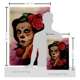 Ornament Collection Elegant Skull Burlap Garden House Flag Kit Falltime Day of Dead Dia De Los Muertos Fiesta Mexican Party Autumntime Decoration Banner Small Yard Gift Double-Sided, Made in USA