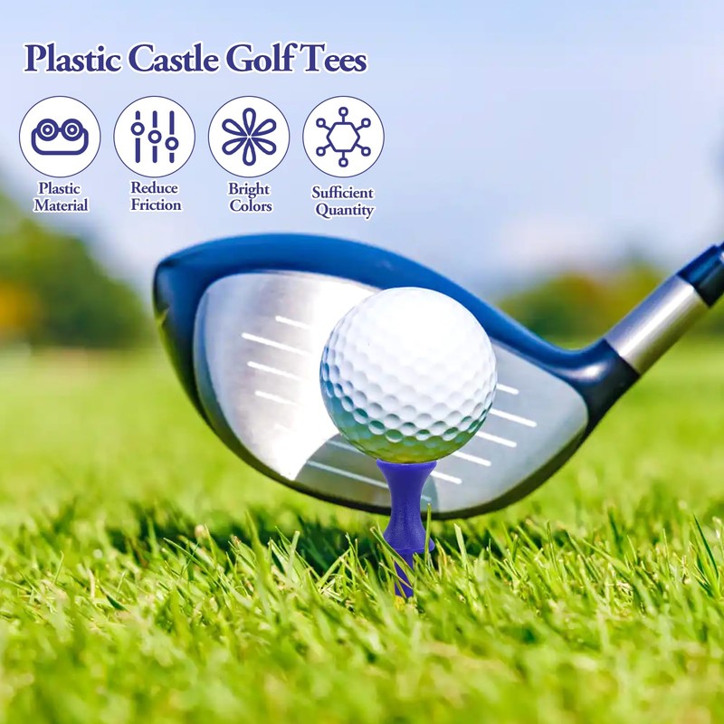 RNBEVANSANNE 150 Count Blue Castle Golf Tees Plastic 1-1/2 Inch