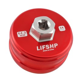 LIFSHP 64mm Oil Filter Wrench, 14 Flute for Toyota Camry, Tundra, Tacoma, 4Runner, RAV4,Precision CNC Machined Aircraft Aluminum Oil Filter Removal Tool-Red