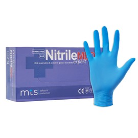 MTS Safety & Protection Disposable Gloves M - 100 Pieces/Box Nitrile Gloves Blue Gloves Nitrile - Disposable Gloves Powder-Free & Latex-Free Rubber Gloves (M, Blue, 100 Pieces)
