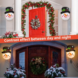 WHOLEV 2 Pack Crooked Nose Snowman Christmas Porch Light Covers, Christmas Outdoor Ornament, Xmas Lamp Shades for Outdoor XMAS Decorations Porch Lamp, Garage Lamp, Christmas Ornament Lampshade Holiday