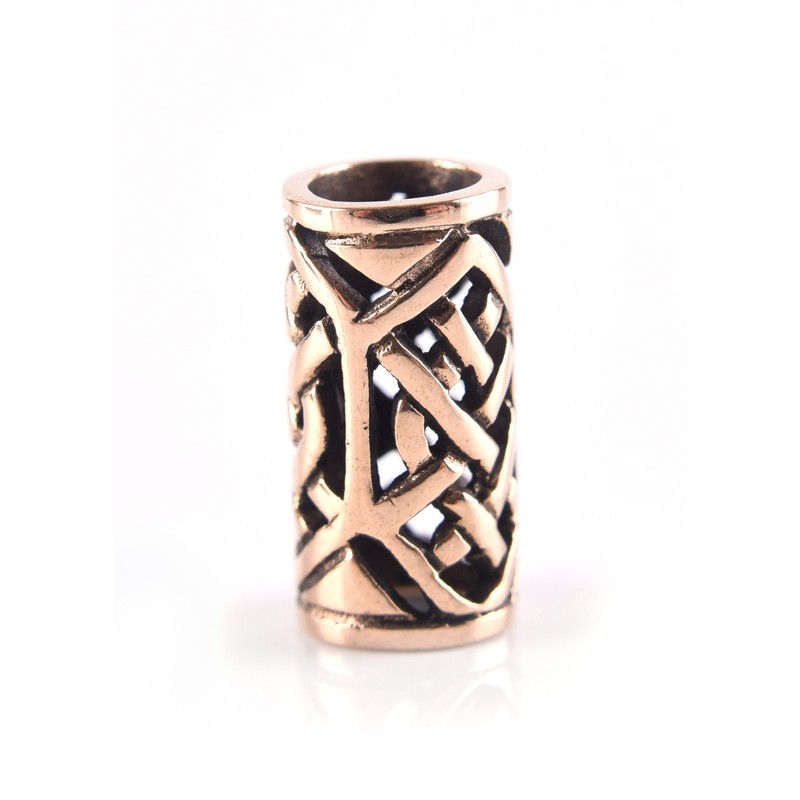 Battle-Merchant Viking Beard Bead for Dreadlocks Bronze with Cable Pattern