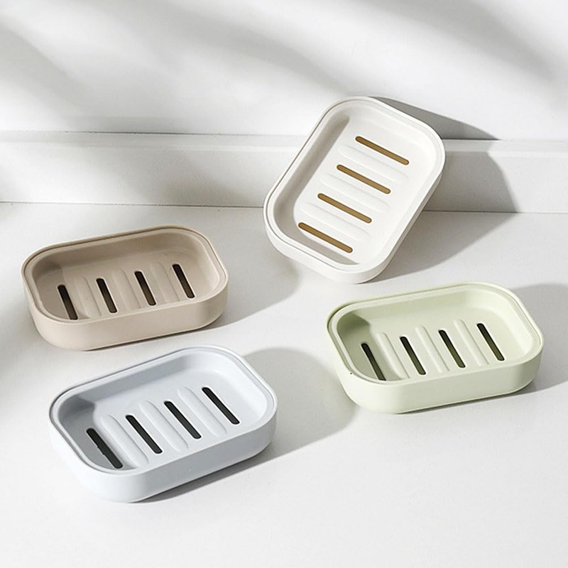 Hooiolye Set of 4 Plastic Soap Dish Container Box, Double