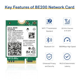 LANYAO WiFi 7 Wireless Network Card BE200 chipset, Bluetooth 5.4, 5800Mbps M.2/NGFF Network Adapter for Laptop Support Windows10/11, Not Support AMD CPU