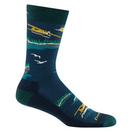 Darn Tough Vermont Men's Cushioned Crew Socks, Float Boat, Midnight, Medium - Lightweight Crew Socks for Men
