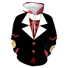 Unisex Hazbi Hotel Hoodies Alastor Hoodie Sweater Hooded Sweatshirts (US, Alpha, XX-Large, Regular, Regular, black)