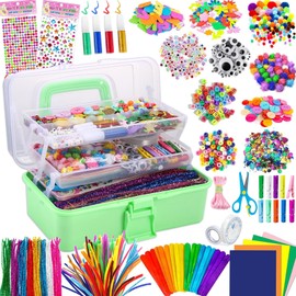 Gutenguy Children's Craft Set, 3000 + Pieces Craft Case, Craft Supplies, Material Set, Large Craft Box Gifts for Girls Boys 3 4 5 6 7 8 9 10 11 12 Years, Light Green