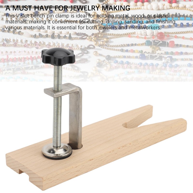 Jewelry Table Clamp, Wooden Bench Pin with V Slot and