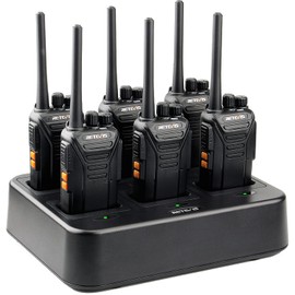 Retevis RT27 Walkie Talkies for Adults, Heavy Duty Two Way Radios, VOX Hands Free, Local Alarm, Rugged 2 Way Radio (6 Pack) with Six-Way Charger, for School Construction Site Manufacturing Restaurant