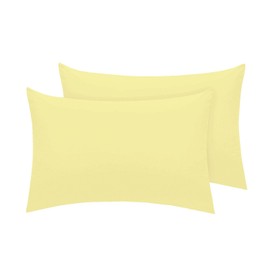 Pizuna Luxury Soft Satin Pack of 2 Pillowcases 70 x 90 cm Mild Yellow, 600 Thread Count Cotton Pillowcases, 100% Long Stack Cotton Pillowcase (Mild Yellow, 70 x 90 cm)