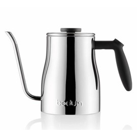 Bodum 34 oz Bistro Gooseneck Electric Water Kettle, Pour Over Coffee & Tea, Temperature Control, Polished Stainless Steel