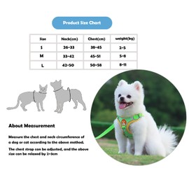 SonoReno Dog Vest Harness - Breathable adjustable vest harness with reflective strip and leash - Safe and lightweight - Easy to wear, suitable for cats, puppies