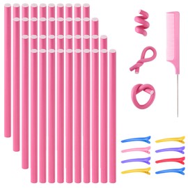 Pack of 40 Hair Curlers without Heat Flexible Paper Curling Irons Curlers Overnight for Girls Foam Hair Curler for Long Short Hair (Pink)