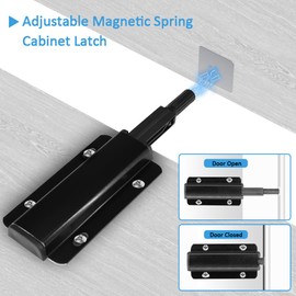 Redunest Push to Open Door Latch, 10 Pack Black Magnetic Push Latches, Adhesive Heavy Duty Touch Latch Hardware for Push to Open Cabinet, Magnetic Door Catch for Cabinet Drawer Wardrobe Kitchen Door