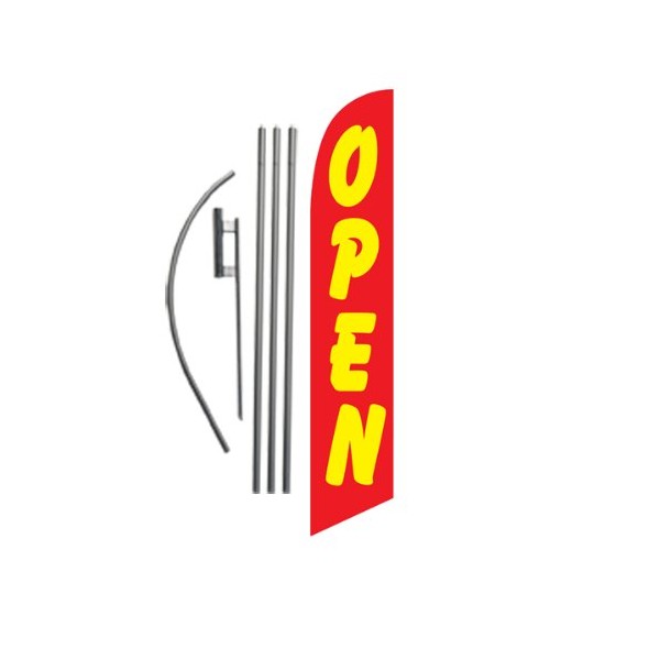 Open Flag (red/Yellow) 15ft Feather Banner Swooper Flag Kit |