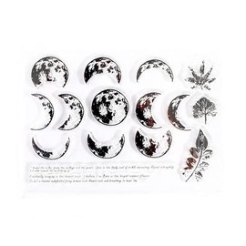 Arbuya Phases of The Moon Leaves Sentiments Sayings Phrase - Sello transparente de goma para hacer tarjetas y hacer álbumes de recortes