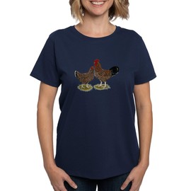 CafePress Speckled Sussex Chickens Women's Dark T Shirt Womens Cotton Dark T-Shirt Navy